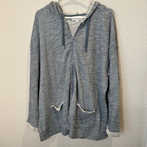 Koolaburra by Ugg Blue Grey Terry Cloth Full Zip Lightweight Jacket - Size 1X - Picture 1 of 6